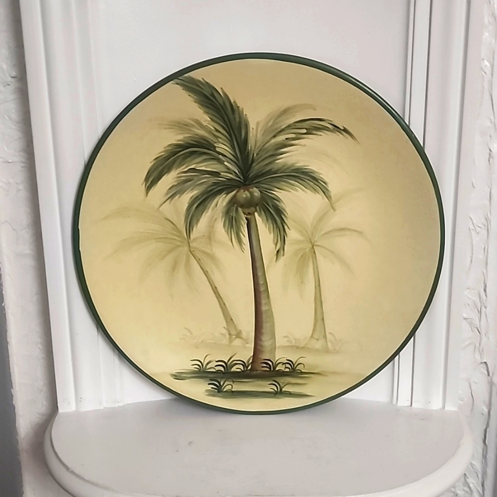 Vintage. Giftcraft TROPICAL terracotta 12" wall plate The century of palm trees